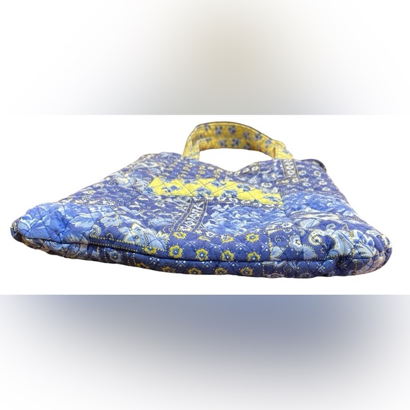 Small Quilted Tote Blue & Yellow Floral 13” x 12” - Picture 3 of 7